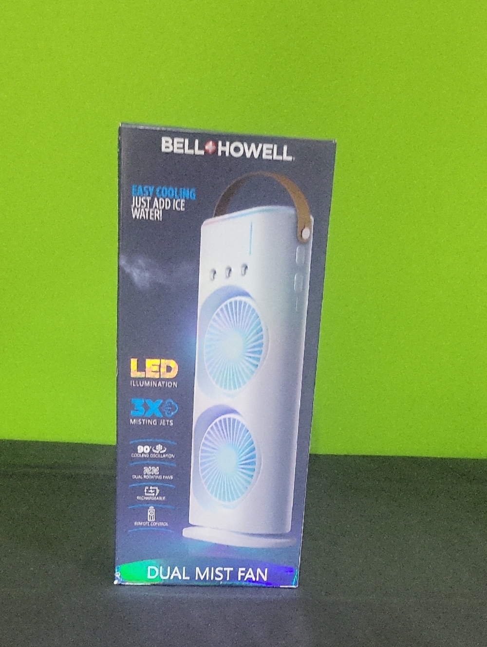 White Dual Mist Fan - Portable LED Cooling